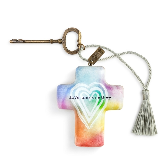 NIB Demdaco Ceramic Artful Cross Statue Love One Another - Picture 3 of 10